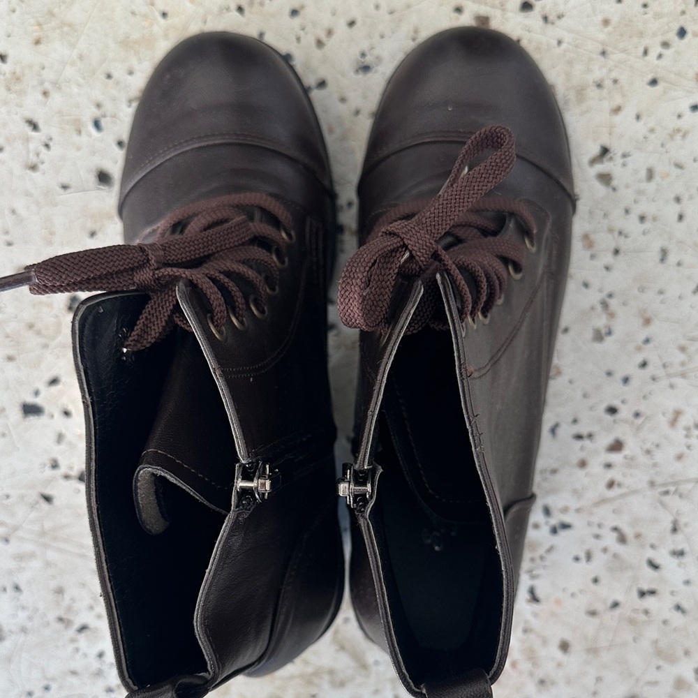 Brown Lace-Up Ankle Boots - Picture 4 of 7
